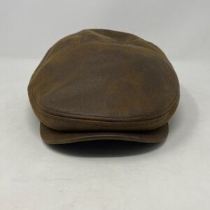 Henschel Flat Cap Mens XL Brown Faux Suede Heritage Driver Academia Oxford Ivy